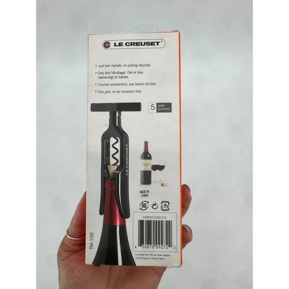Le Creuset TM-100 Table Model Corkscrew Black Wine Bottle Opener Self-Pulling